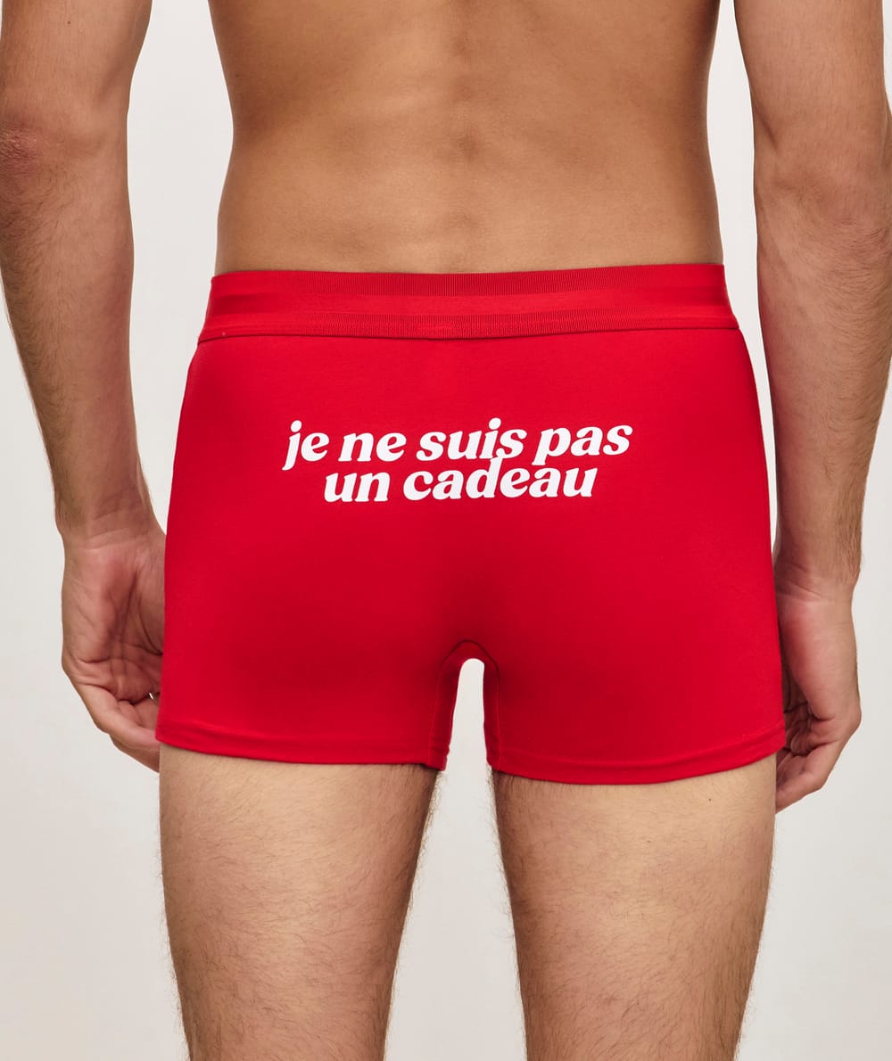 Cotton boxer shorts with message;