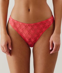 Embroidered tulle panties - coral;