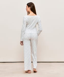 Pointelle top with flower pattern;