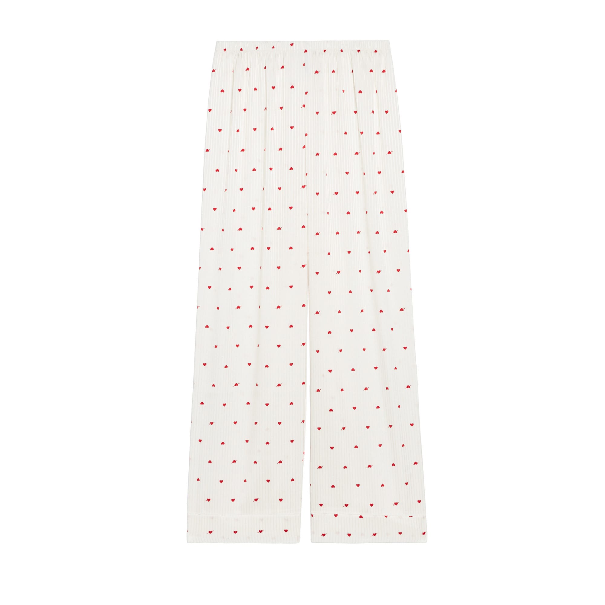 Heart print satin trousers - off-white - Undiz