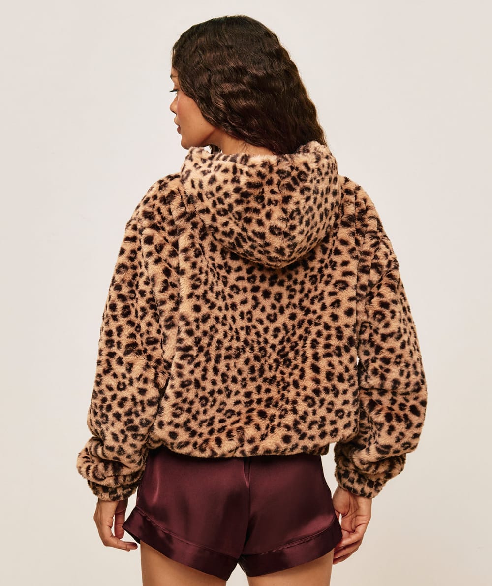 Veste polaire imprim&eacute; l&eacute;opard;
