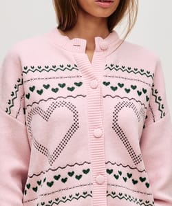 Heart pattern knitted cardigan;