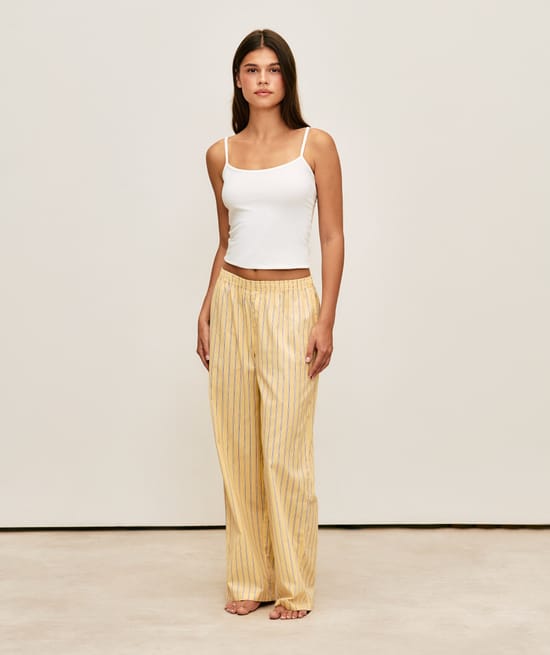 Striped poplin pants;