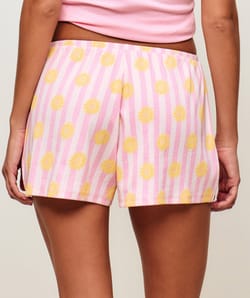 Striped ribbed jersey shorts with sun prints;
