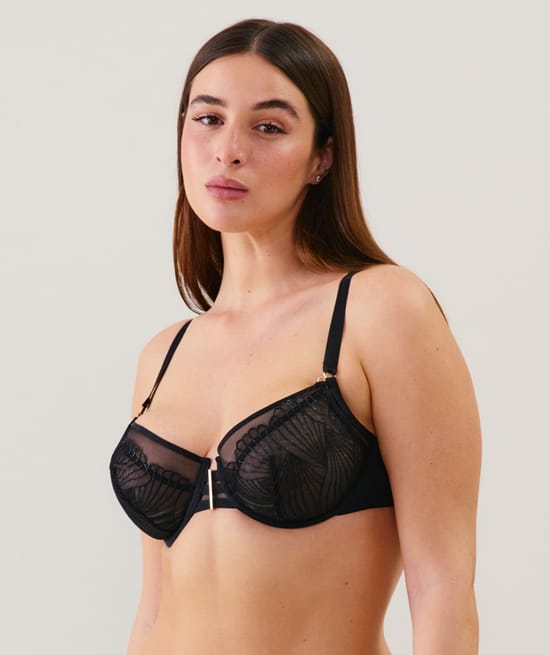 Balconette bra with embroidery;