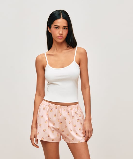 Pantalones cortos de algod&oacute;n con estampado de pato;