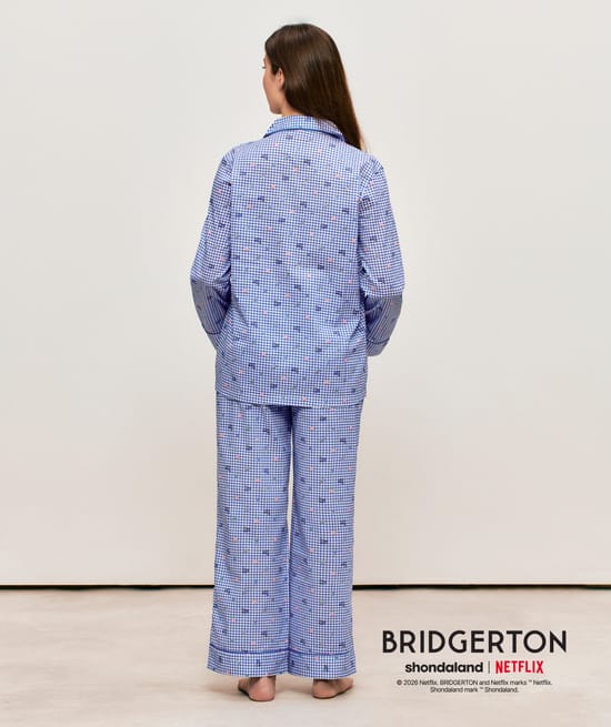 Pantalon en coton vichy avec motifs Bridgerton;