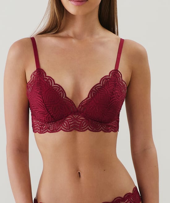 Lace triangle push-up bra;