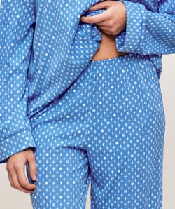 Ribbed jersey trousers with summer pattern;