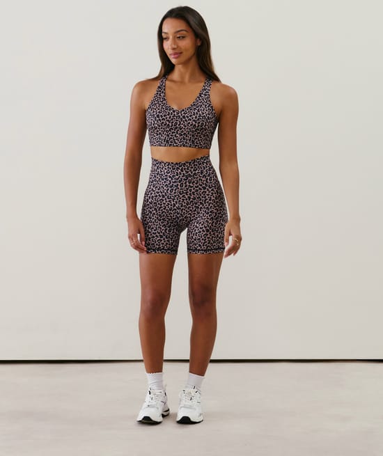 Leopard cycling shorts;