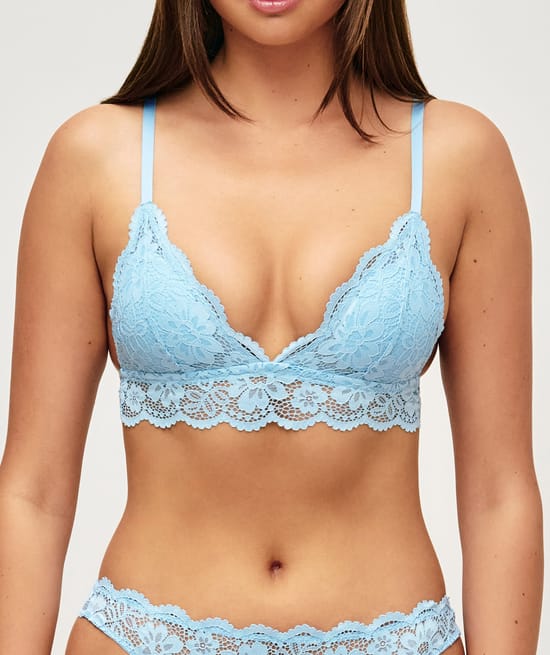 Soutien-gorge triangle en dentelle florale;