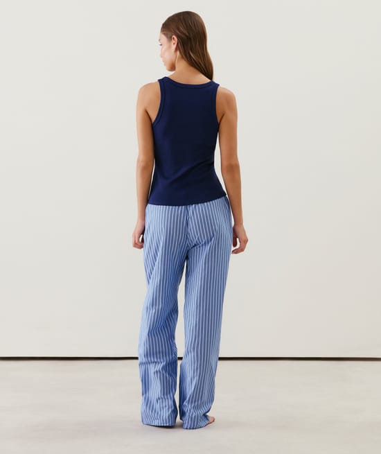 Pantalón a rayas de algodón;
