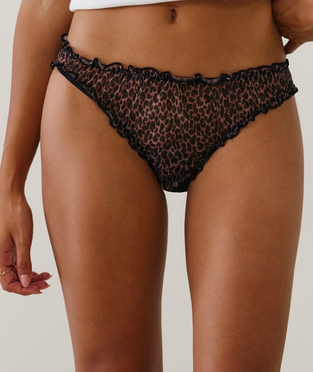 Tanga en mesh léopard;