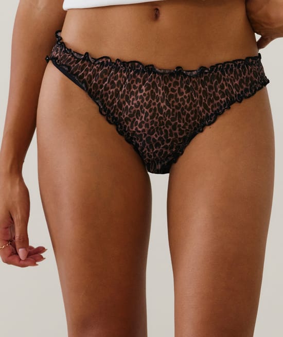 Tanga en mesh léopard;