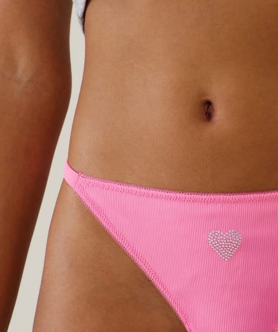 Microfibre and lace thong;