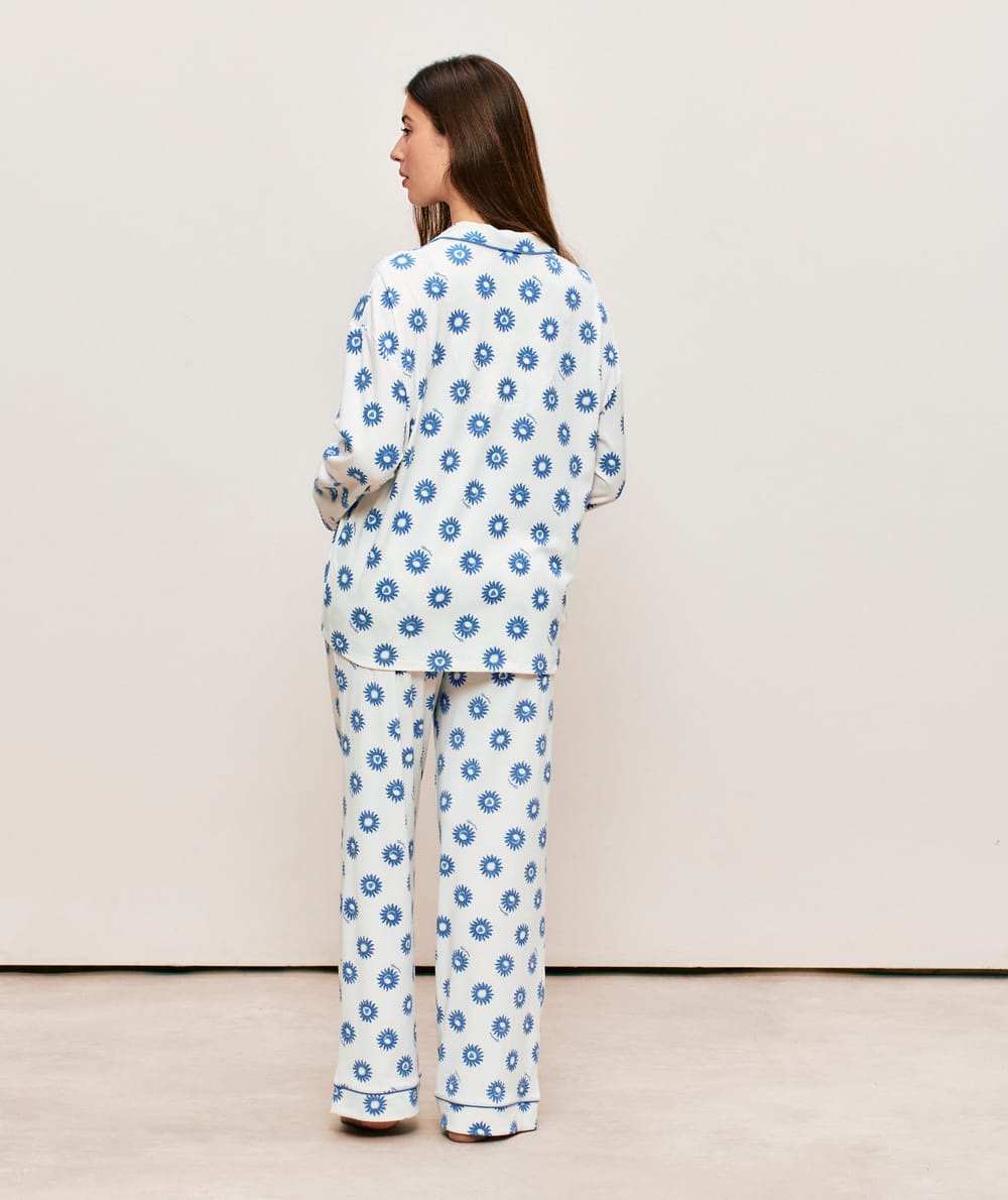 Ribbed jersey shirt with sun pattern;