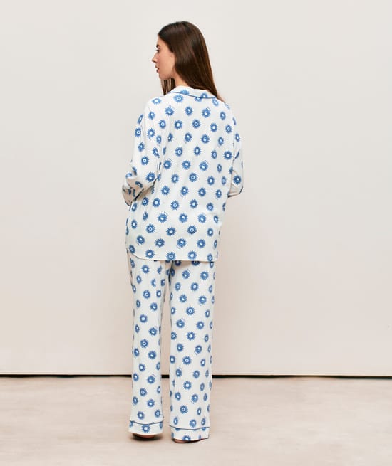 Ribbed jersey shirt with sun pattern;