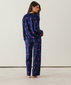 Cherry print velour pyjama set;