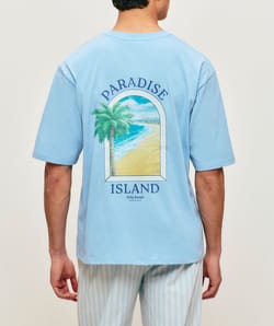 Geprinte katoenen T-shirt 'Paradise Island';