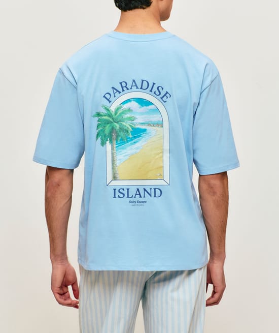 Geprinte katoenen T-shirt 'Paradise Island';