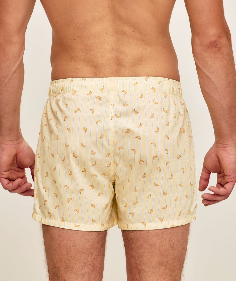 Cotton boxer shorts with banana pattern;