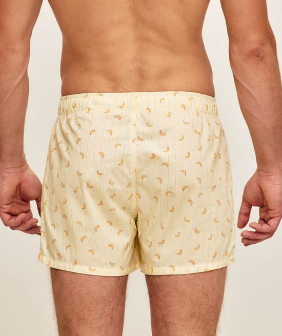Cotton boxer shorts with banana pattern;