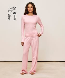 Pantalon en maille thermique motifs coeurs;