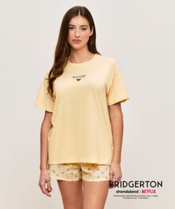 Short en coton vichy avec motifs Bridgerton;