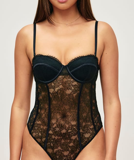 Floral lace tanga body;