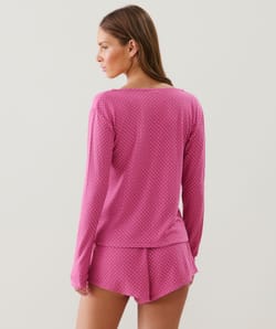 Polka dot pointelle jersey top;