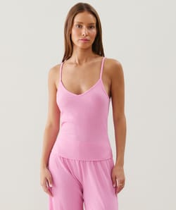 Ribbed lurex tank top;