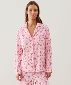 Ribbed jersey shirt with teddy bear pattern;