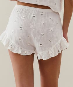 Katoenen short met borduurwerk;