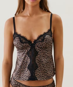 Top balconette de satén leopardo;