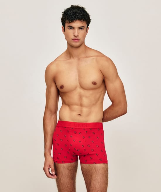 Printed cherry cotton shorts;