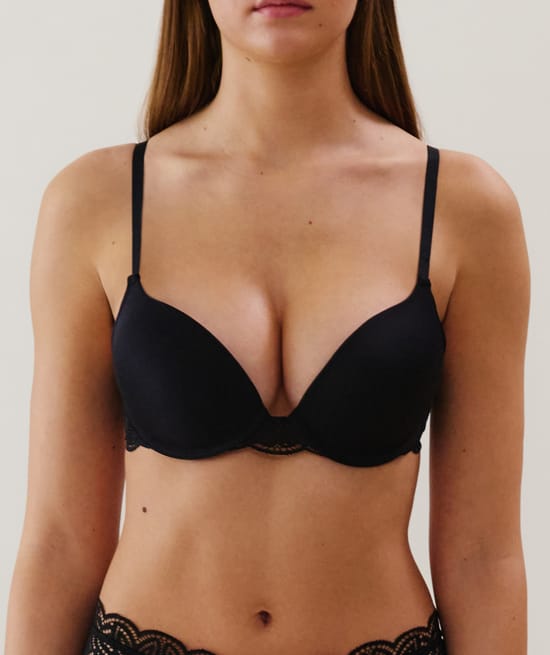Soutien-gorge ultra push-up en dentelle noir;