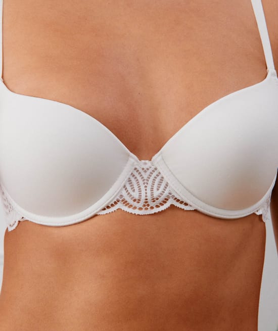 Lace bra with slim cups ;