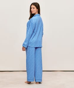 Ribbed jersey trousers with summer pattern;