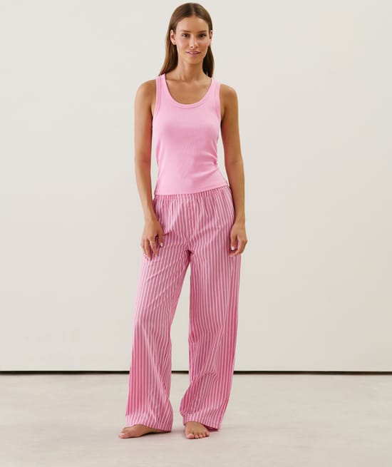 Pantalón de algodón a rayas;