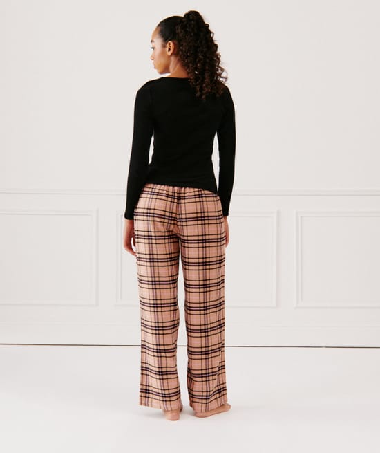 Straight-leg checked trousers;