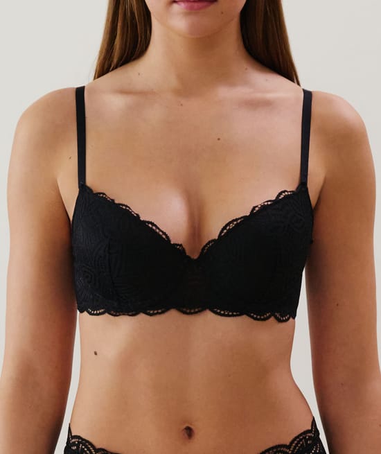 Lace bra with slim cups ;