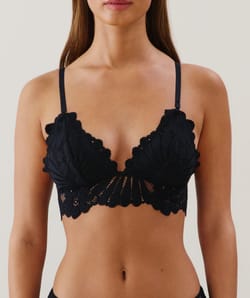 Lace triangle bra - black;