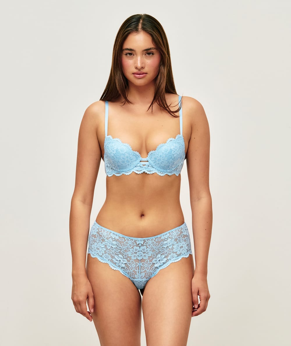 Soutien-gorge push-up en dentelle florale;