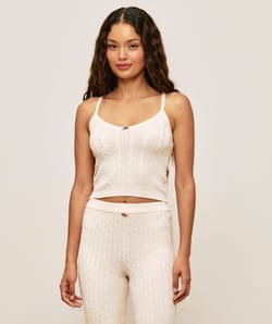Mesh tank top with floral detail;