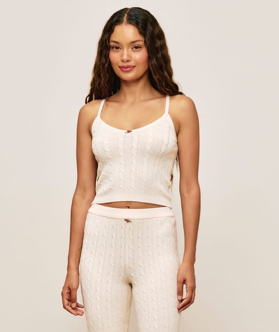 Mesh tank top with floral detail;