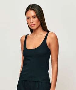 Ribbed jersey tank top - black;