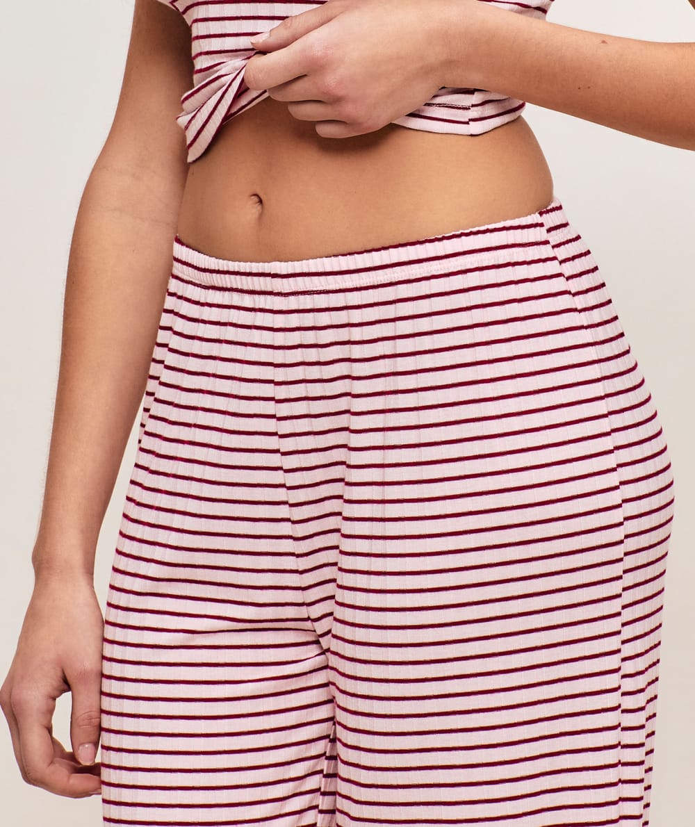 Striped ribbed trousers;