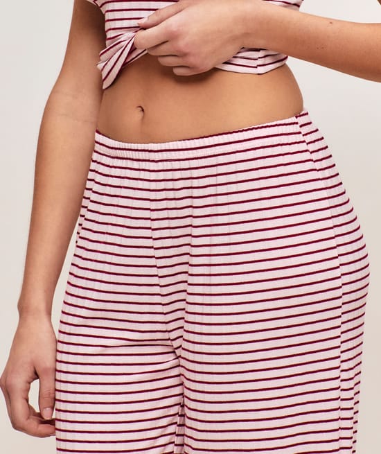 Striped ribbed trousers;