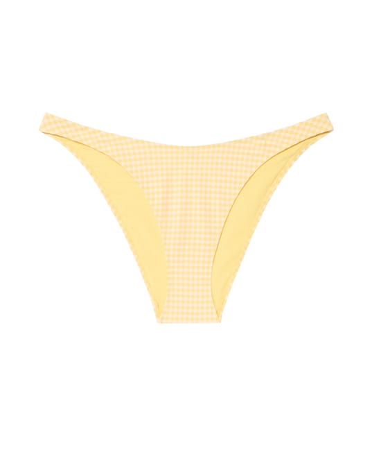 High-waisted printed seersucker bikini bottom;