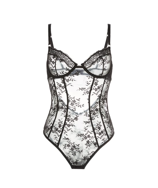 Lace balconette bodysuit;